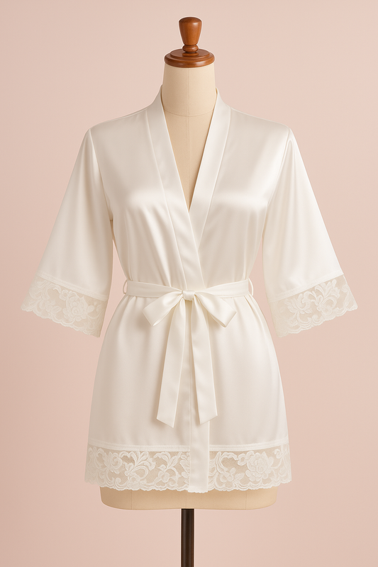 SATIN ROBE-white