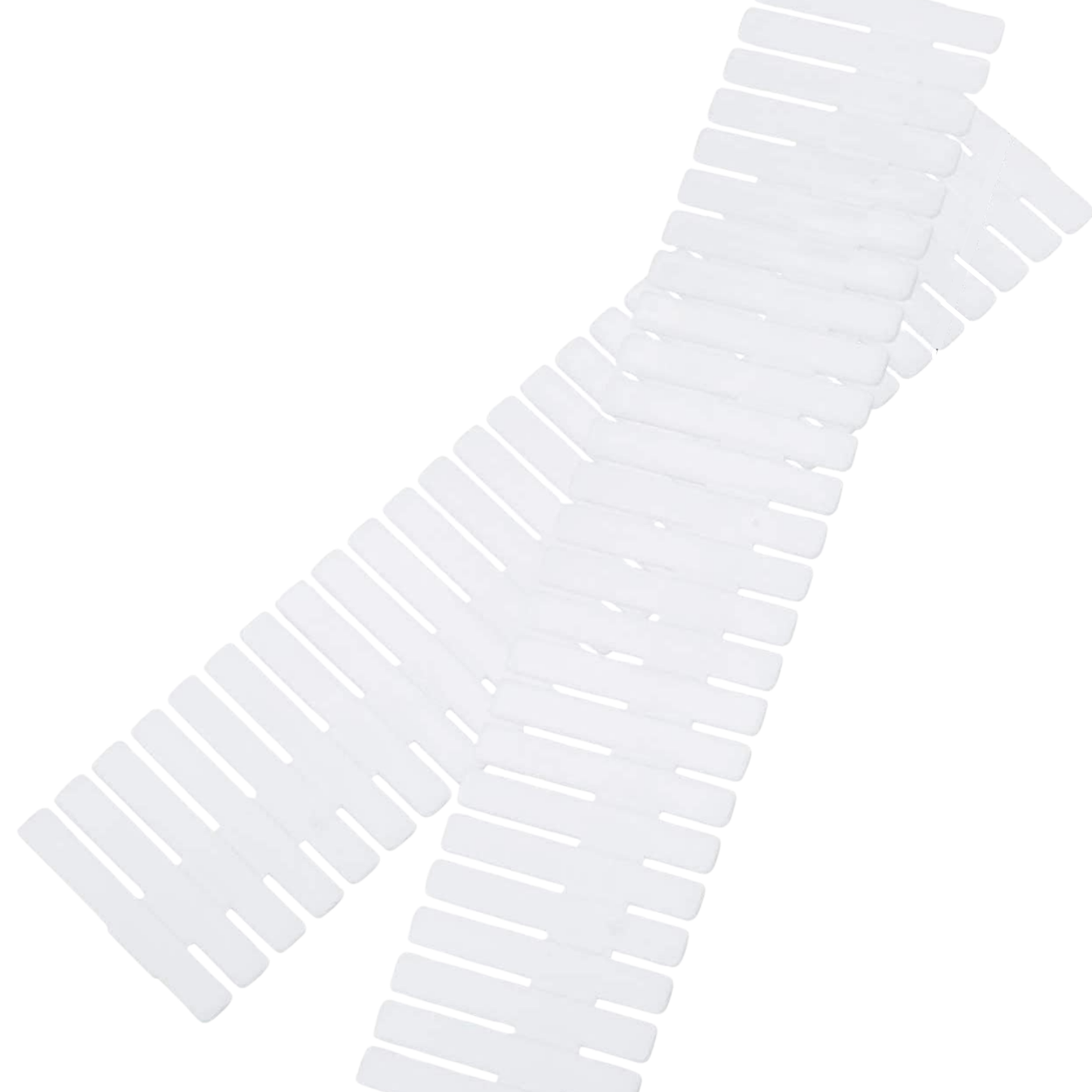 Set of white dividers arranged in a scattered pattern on a white background